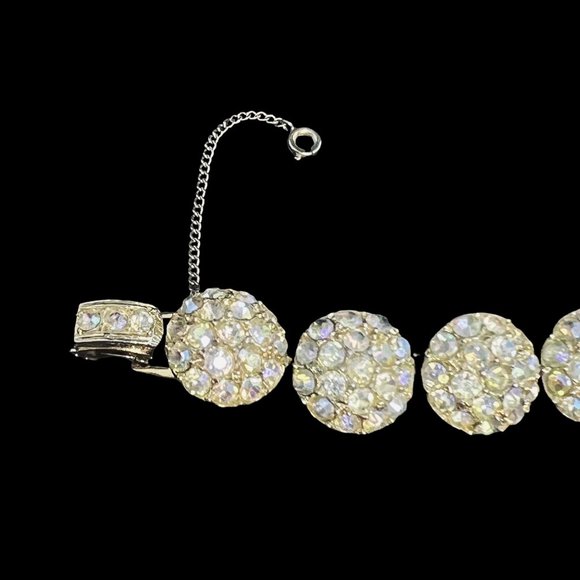 Gold Tone And Clear Rhinestones Round Links Bracelet With Safety Chain (4580) - Picture 10 of 10